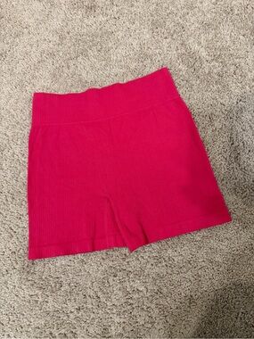 Ribbed High-Waisted 4" Shorts, Medium (Pink)!